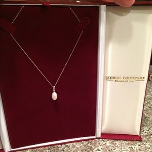 Pearl Diamond necklace white gold chain